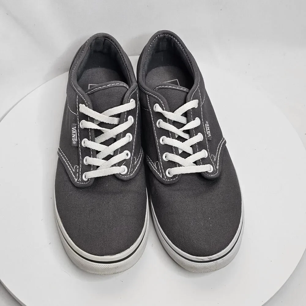 Vans Gray White Women’s‎ Size 6.5 Men’s 5 Canvas Lace Up Skater Sneakers Shoes